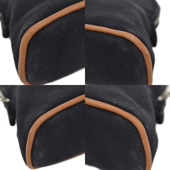 HERMES Logo Bolide 16 Mini Pouch Bag 100% Cotton Leather Black France 09KB142 - Picture 7 of 15